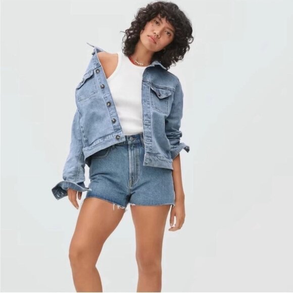Everlane The Way High Denim Short- Women's Size 25- Organic Cotton Blend - Picture 1 of 9